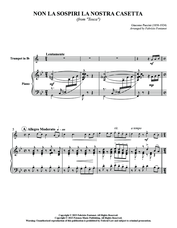 Produktgalerie: Seite 1 von 10 Non la sospiri la nostra casetta, , (Trompete in B und Klavier)