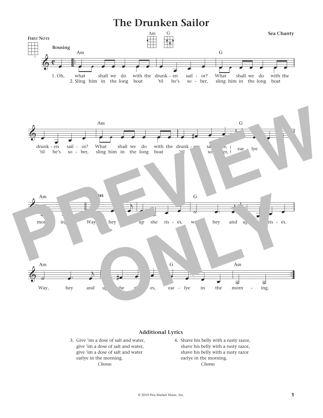 Product gallery: Page 1 of 1 The Drunken Sailor (from The Daily Ukulele) (arr. Liz and Jim Beloff), American Sea Chantey