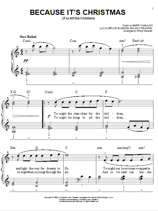 Product gallery: Page 1 of 1 Because It's Christmas (For All The Children) (arr. Phillip Keveren), Barry Manilow