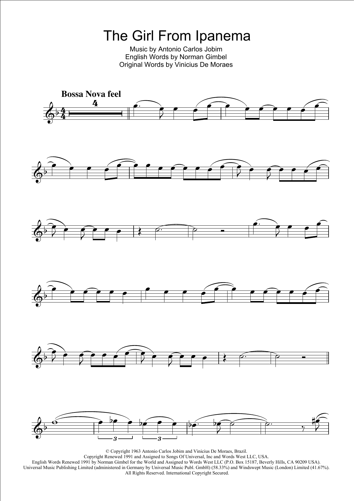Product gallery: Page 1 of 1 The Girl From Ipanema (Garota De Ipanema), Antonio Carlos Jobim
