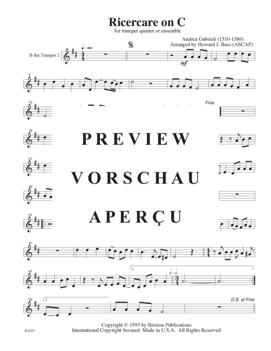 gallery: Ricercare (4/3 Trompeten in B und 1 Basstrompete/Posaume) , ,  (opt. Bass-Stimme für Teil 4)