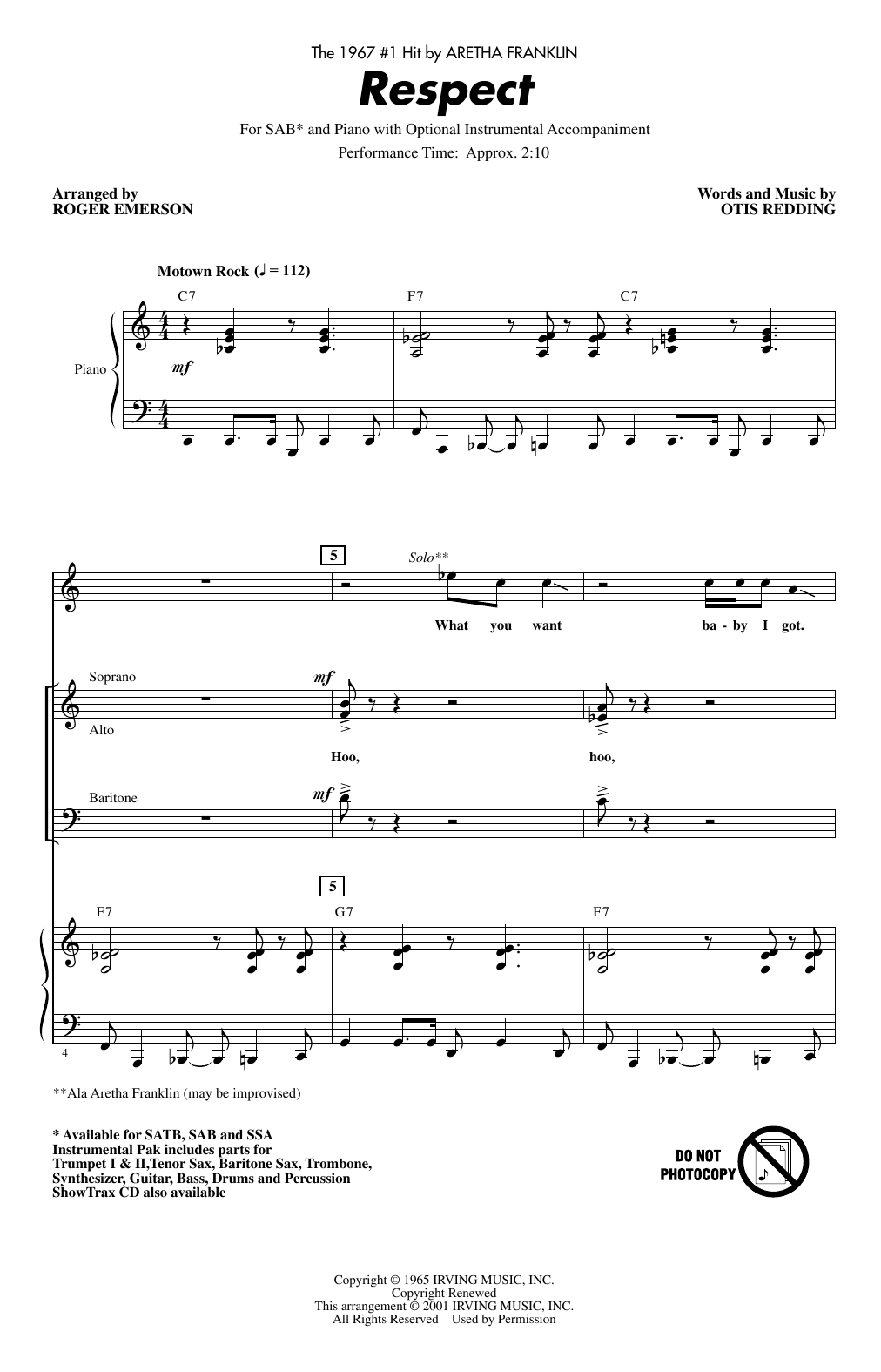 Produktgalerie: Seite 1 von 1 Respect (arr. Roger Emerson), Aretha Franklin, Chor