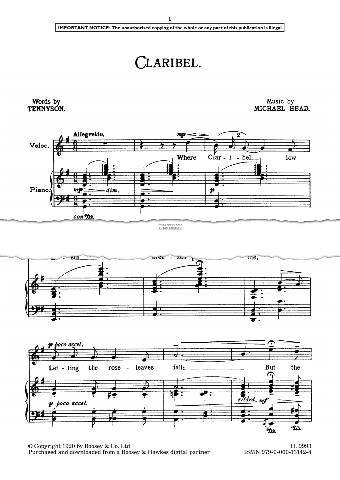 Produktgalerie: Seite 1 von 1 Claribel, Michael Head, Gesang, Klavier