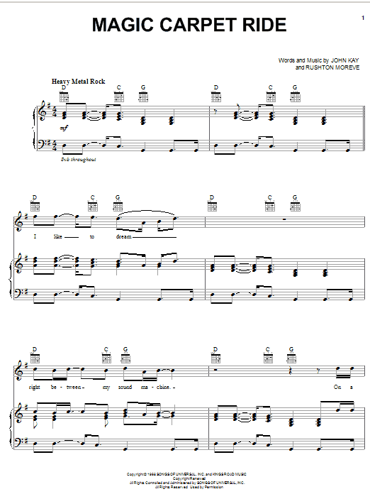 Produktgalerie: Seite 1 von 1 Magic Carpet Ride, Steppenwolf, Gesang, Gitarre, Klavier