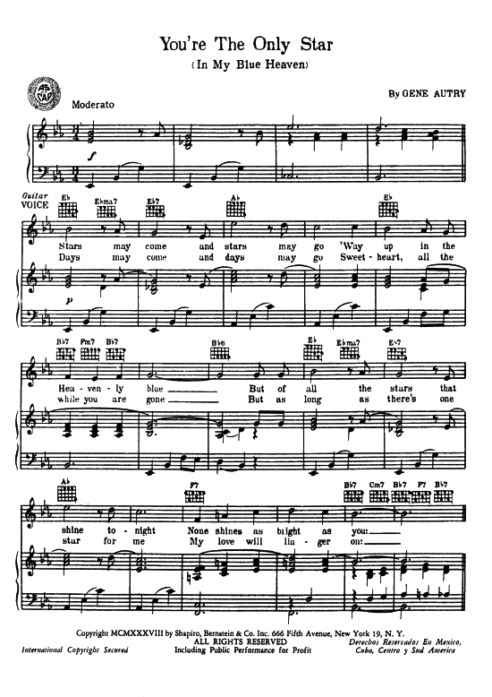 Produktbild zu: You're The Only Star (In My Blue Heaven) Popular Standard