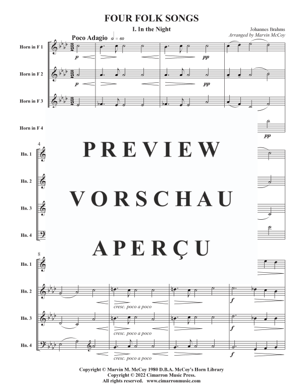 Product gallery: Page 3 of 10 Four Folk Songs, , Horn Quartet