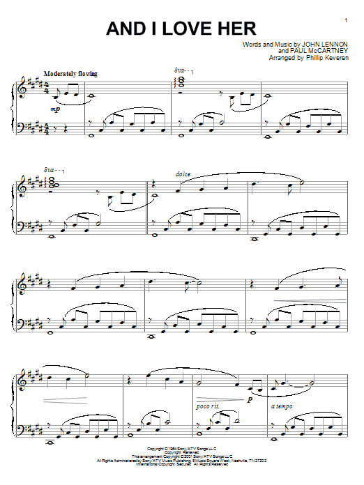 Produktbild zu: And I Love Her (arr. Phillip Keveren)