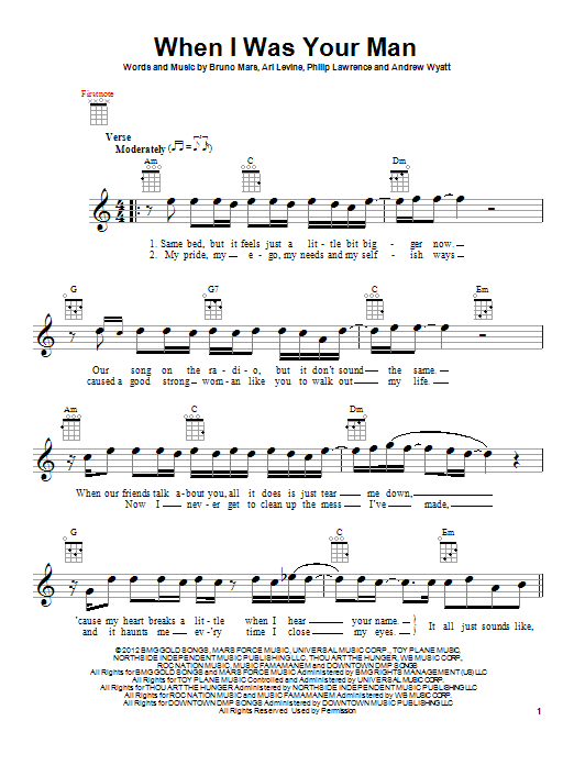 Product picture to:  When I Was Your Man - Bruno Mars