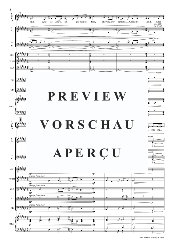 Produktgalerie: Seite 11 von 11 The Wexford Carol, , Sopran Solo, Gemischter Chor, Streicher und Orgel