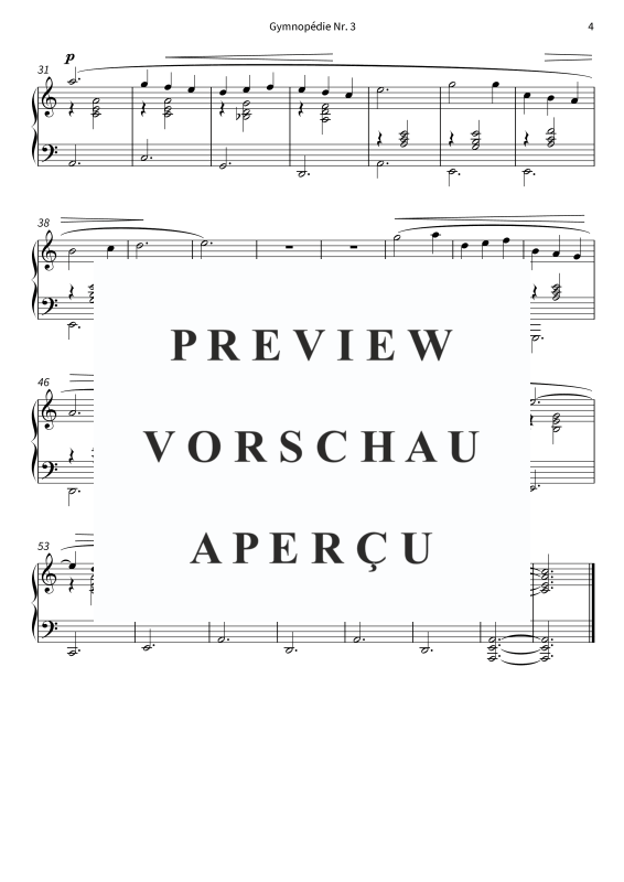 Product gallery: Page 6 of 6 Gymnopédie Nr. 3 - Langsam und würdevoll, , Solo Piano