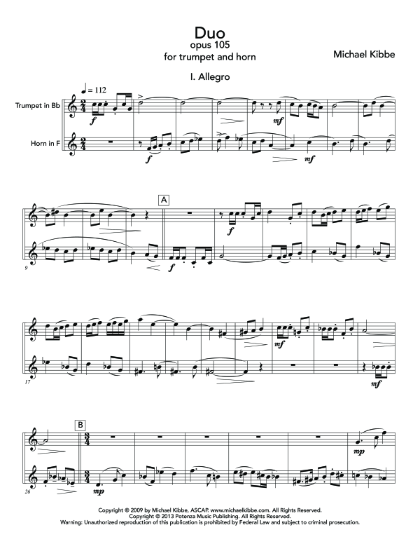 Produktgalerie: Seite 1 von 11 Duo, Op. 105, , (Blechbläser Duo Trompete in B und Horn in F)