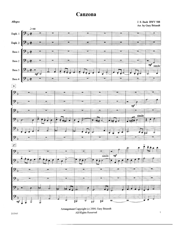 Product picture to: Canzona, BWV 588Johann Sebastian Bach