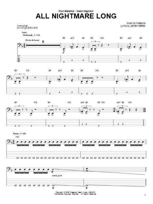 Produktgalerie: Seite 1 von 1 All Nightmare Long, Metallica, E-Bass