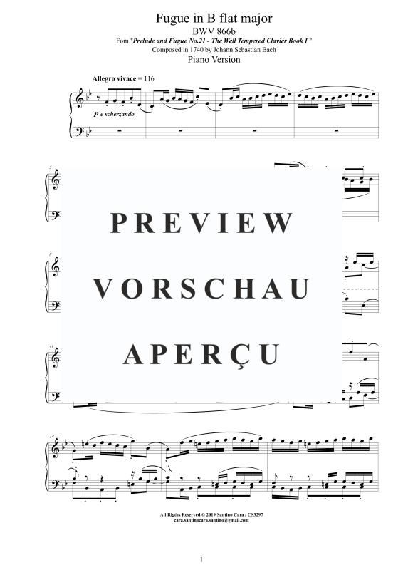 Produktgalerie: Seite 2 von 4 Fuge in B-Dur BWV 866b, , Klavier Solo