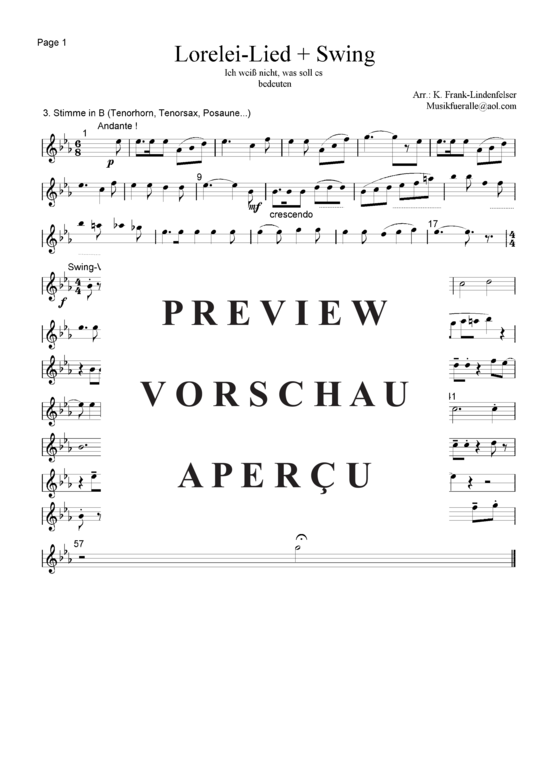 Produktgalerie: Seite 12 von 21 Lorelei-Lied + Swing , , (Blechbläser Quintett - Flexible Besetzung + Schlagzeug)