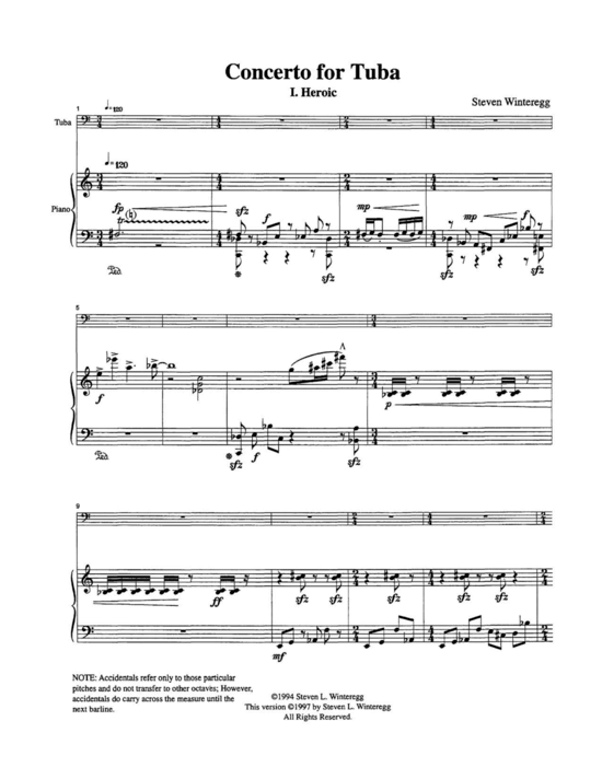 Product picture to: Concerto for Tuba Steven Winteregg