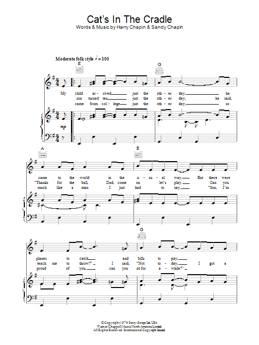 Produktgalerie: Seite 1 von 1 Cat's In The Cradle, Harry Chapin, Gesang, Gitarre, Klavier
