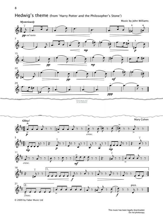 Produktgalerie: Seite 1 von 1 Hedwig's Theme (From 'Harry Potter And The Philosopher's Stone'), John Williams, Violine