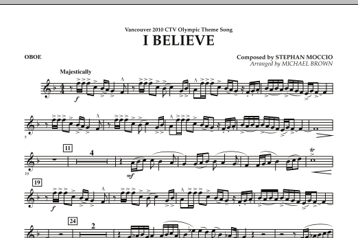 Produktbild zu: I Believe (Vancouver 2010 CTV Olympic Theme Song) - Oboe