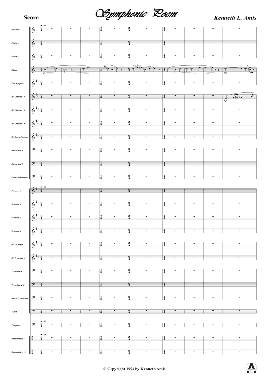 Produktbild zu: Symphonic Poem Kenneth Amis (nur Partitur !)