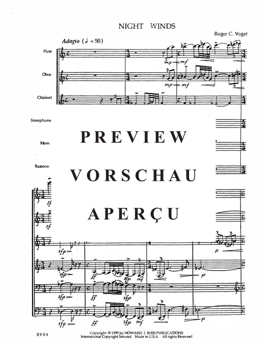 Produktgalerie: Seite 4 von 21 Night Winds , , (Altsaxophon und Holzbläserquintett)