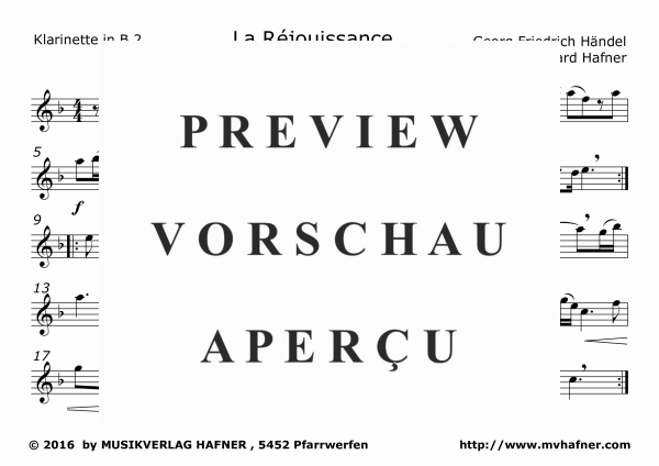 Product gallery: Page 5 of 10 Feuerwerksmusik - La Réjouissance, , (Clarinet Quintet)
