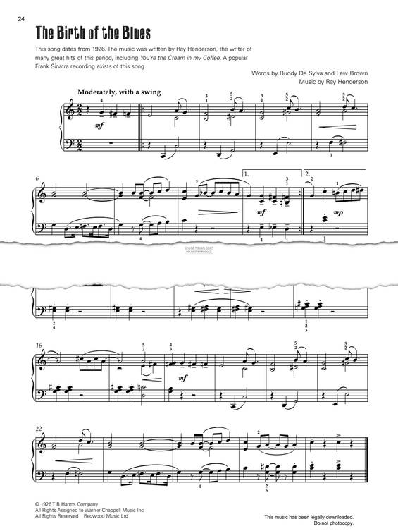 Produktgalerie: Seite 1 von 1 The Birth Of The Blues, Ray Henderson, Klavier