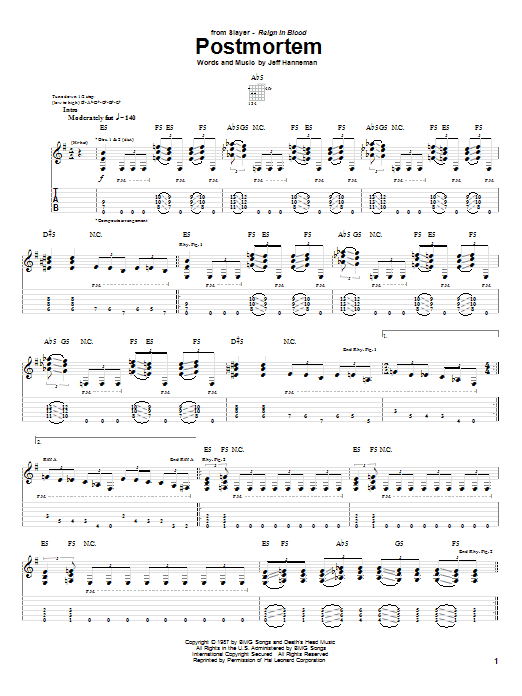Produktgalerie: Seite 1 von 1 Postmortem, Slayer, Gitarre