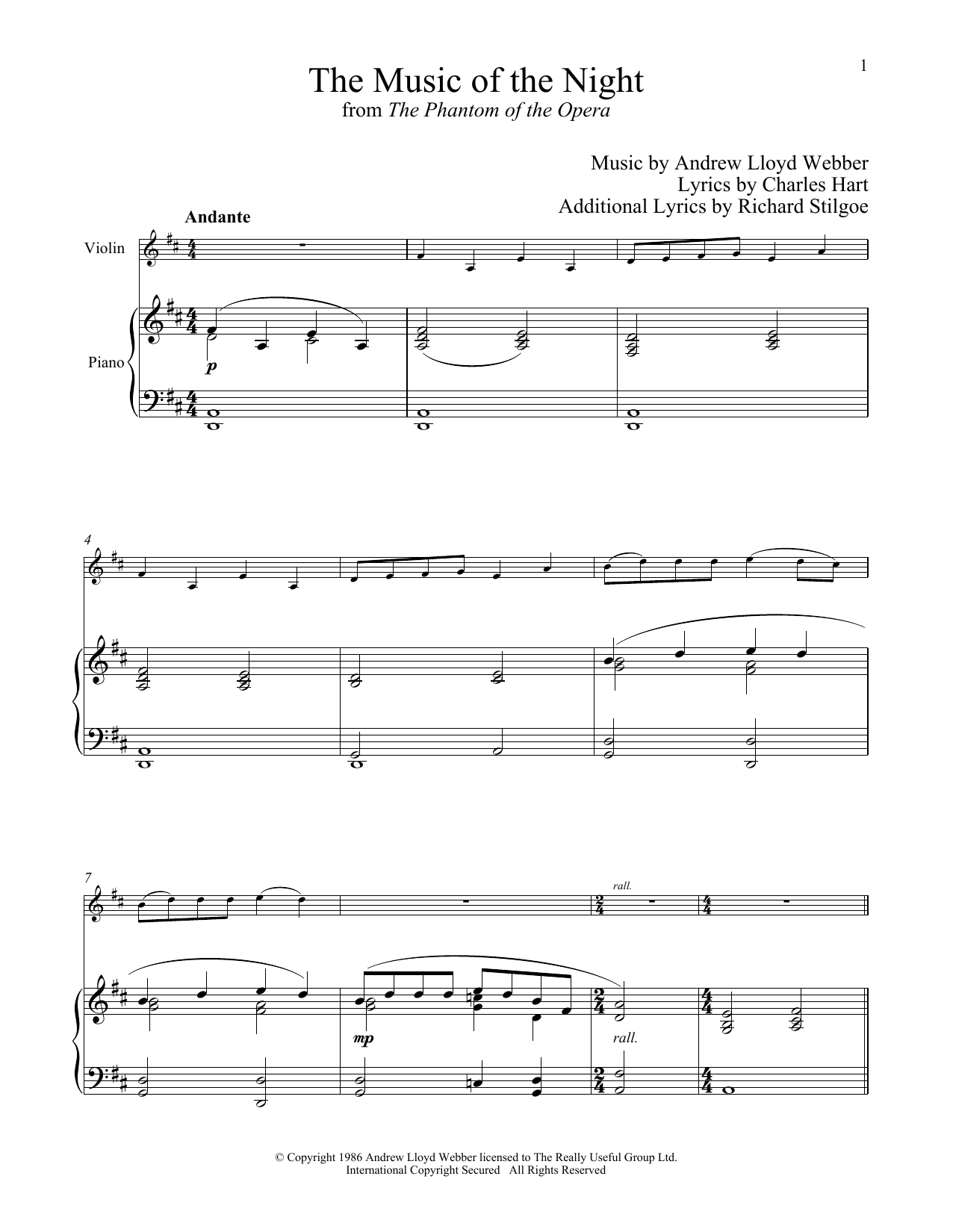 Product gallery: Page 1 of 1 The Music of the Night (from The Phantom of the Opera), Andrew Lloyd Webber