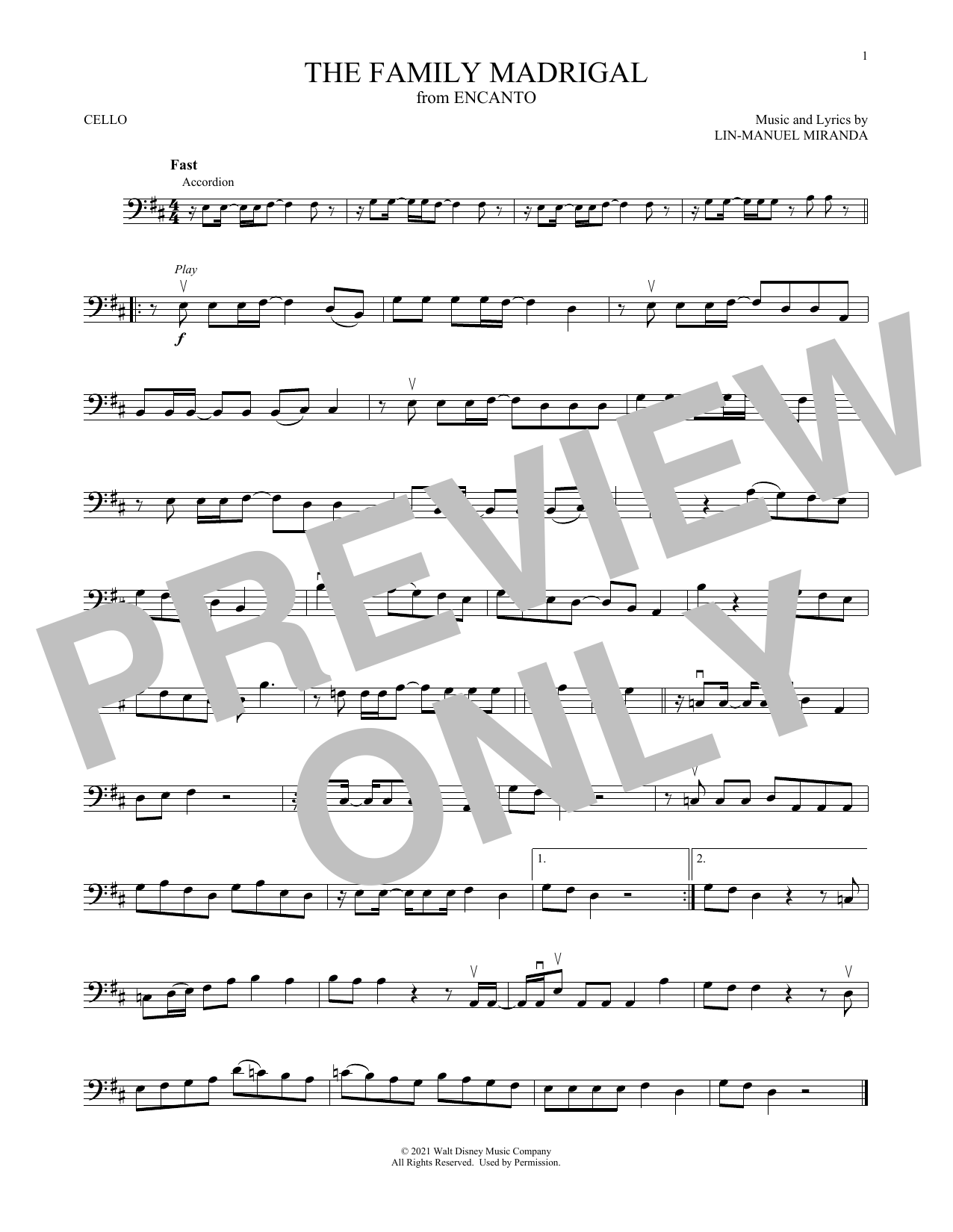 Produktgalerie: Seite 1 von 1 The Family Madrigal (from Encanto), Lin-Manuel Miranda, Violoncello