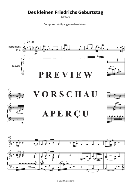 Produktgalerie: Seite 4 von 5 Des kleinen Friedrichs Geburtstag - KV 529 , , (Instrument in C + Klavier)