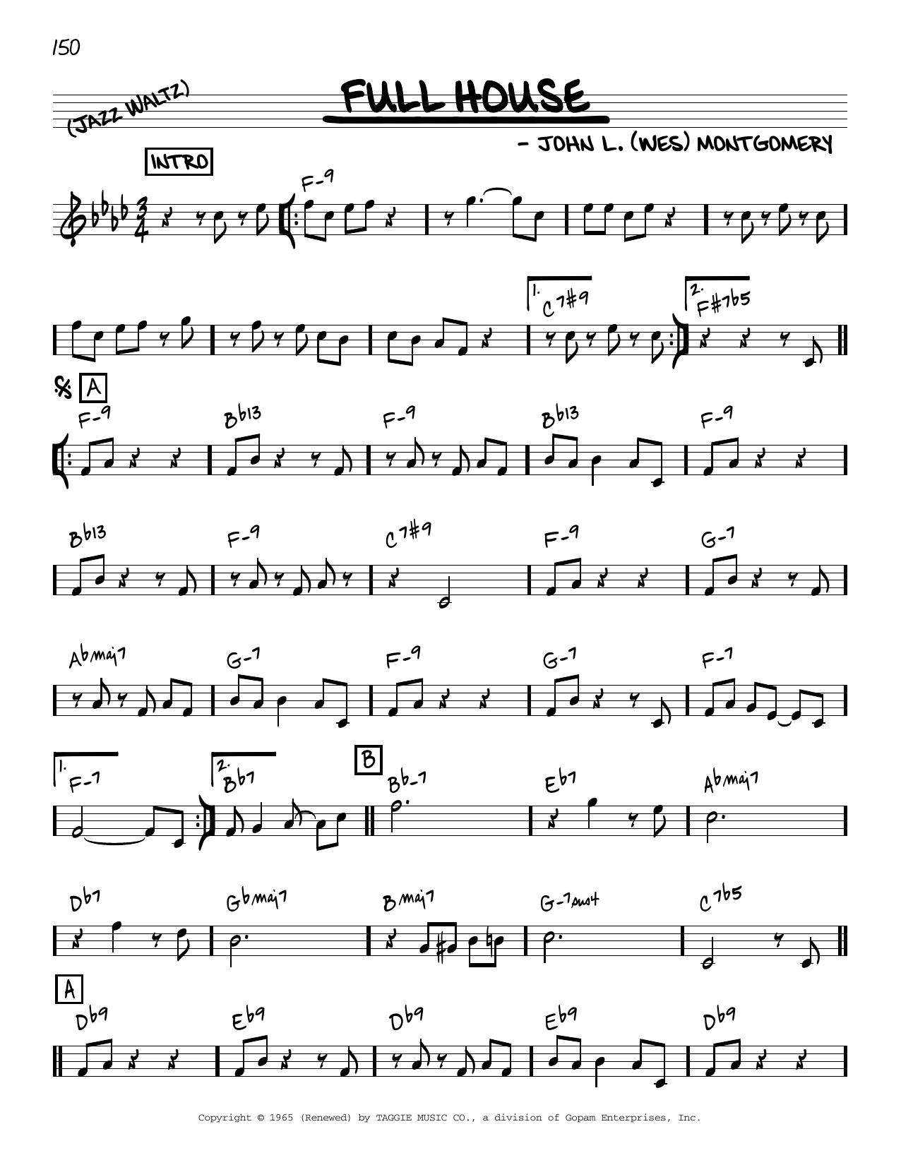 Produktbild zu:  Full House [Reharmonized version] (arr. Jack Grassel) - Wes Montgomery