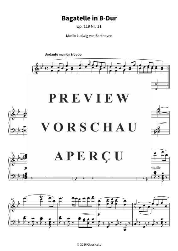 Produktgalerie: Seite 5 von 6 Bagatelle in B-Dur - op. 119 Nr. 11, , Klavier Solo
