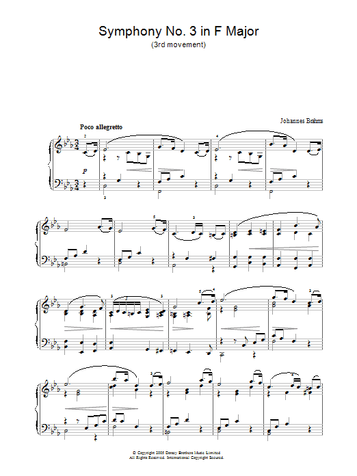 Produktgalerie: Seite 1 von 1 Symphony No. 3 In F Major (3rd movement: Poco allegretto), Johannes Brahms, Klavier