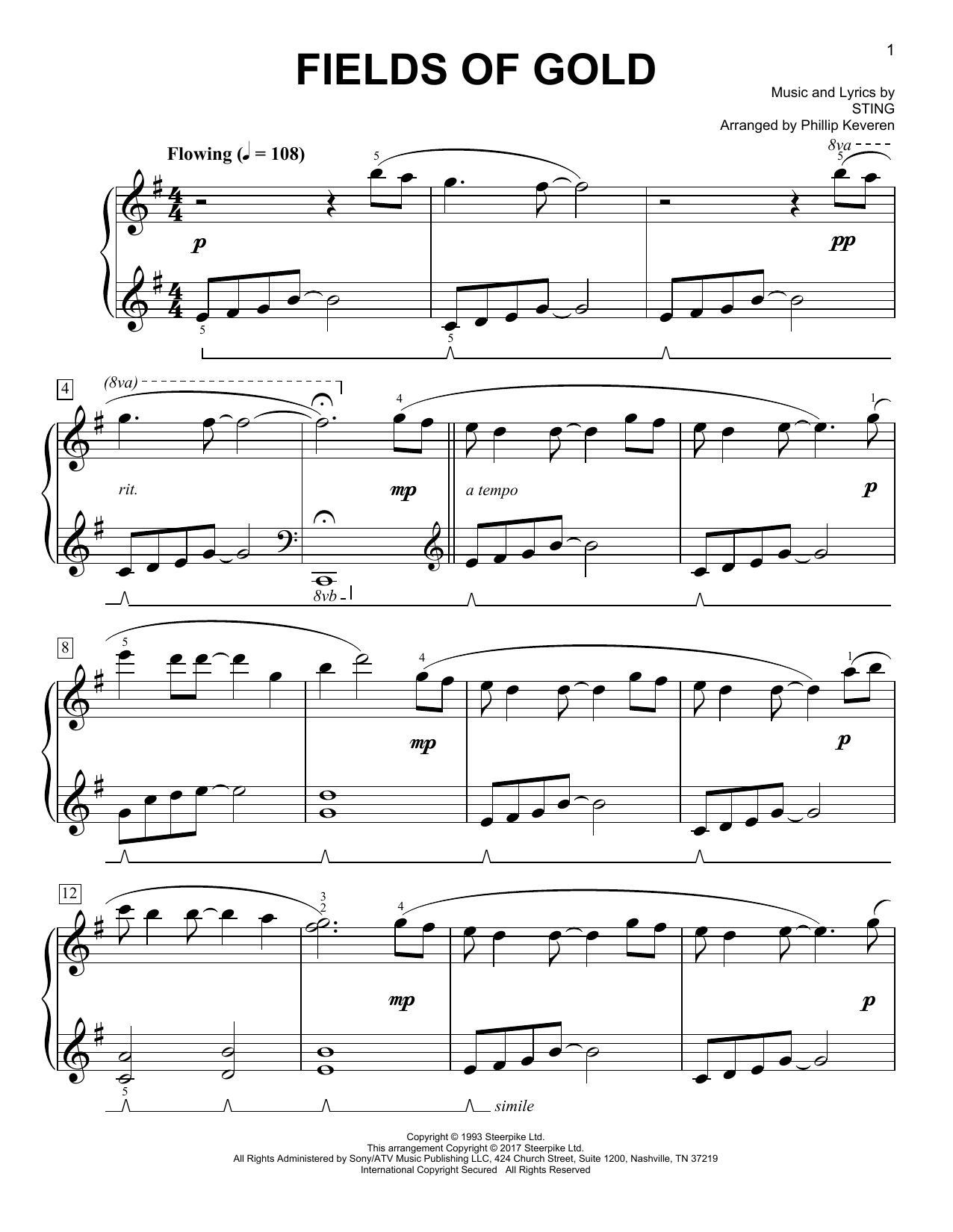 Product picture to: Fields Of Gold [Classical version] (arr. Phillip Keveren)