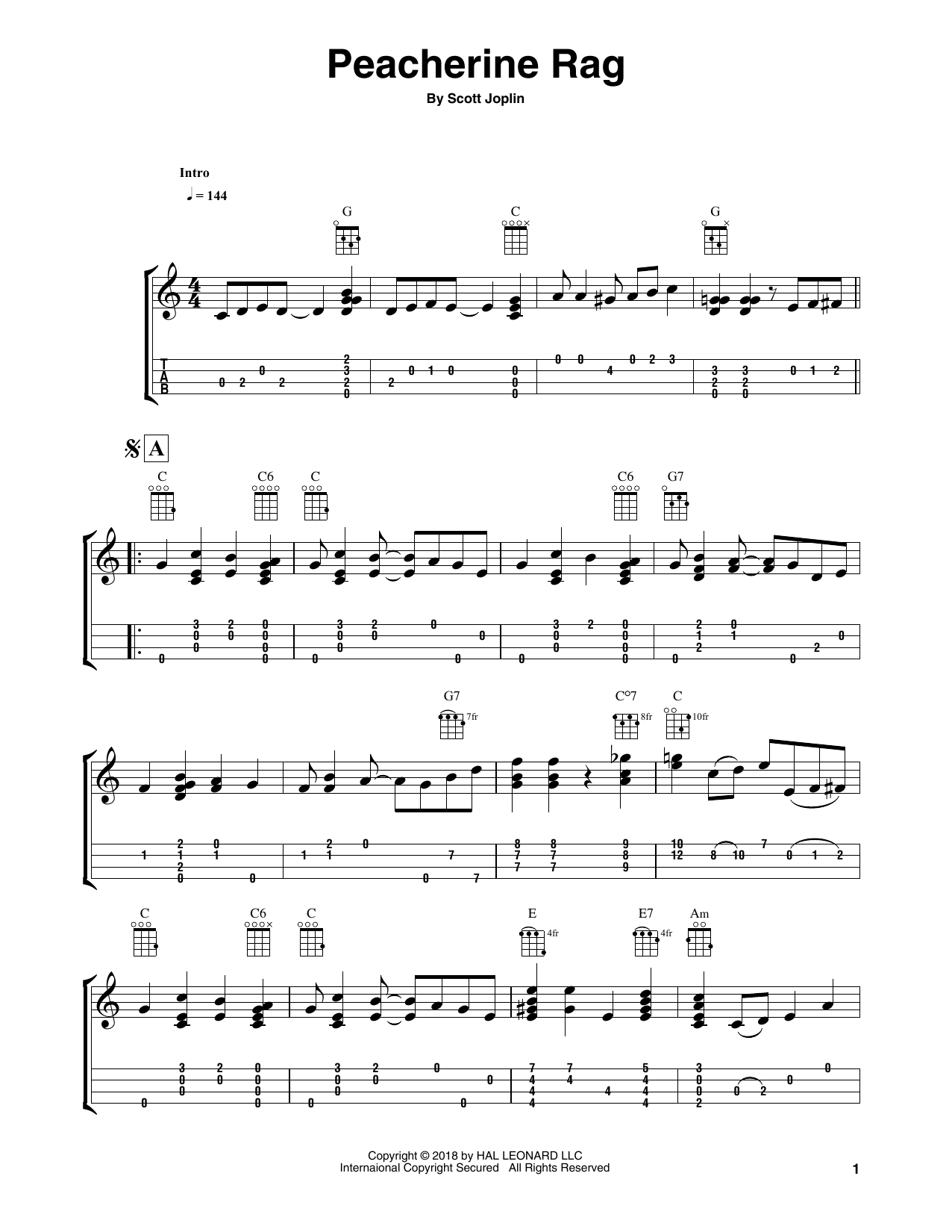 Product gallery: Page 1 of 1 Peacherine Rag (arr. Fred Sokolow), Scott Joplin