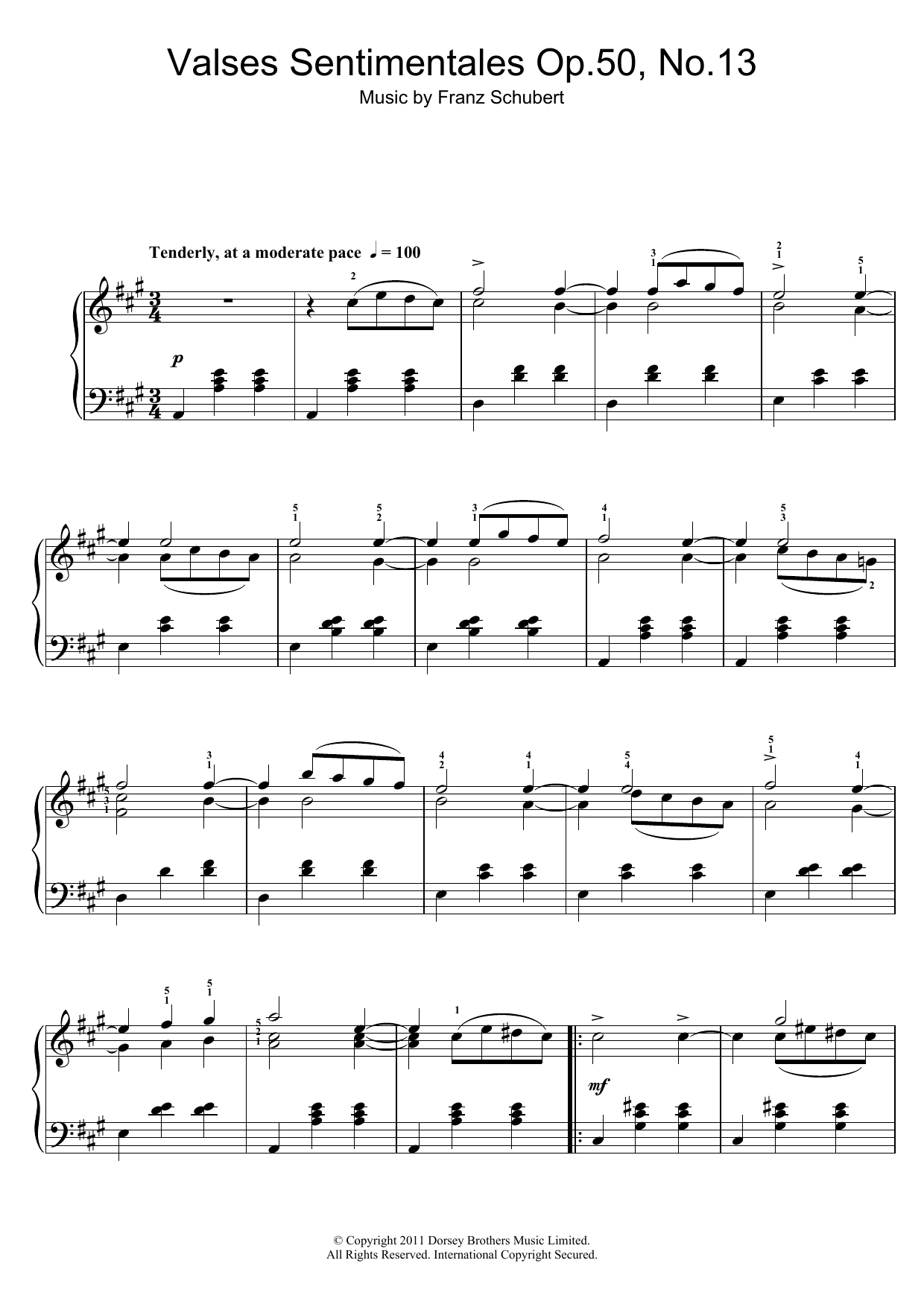 Product gallery: Page 1 of 1 Valses Sentimentales, Op.50 No.13, Franz Schubert
