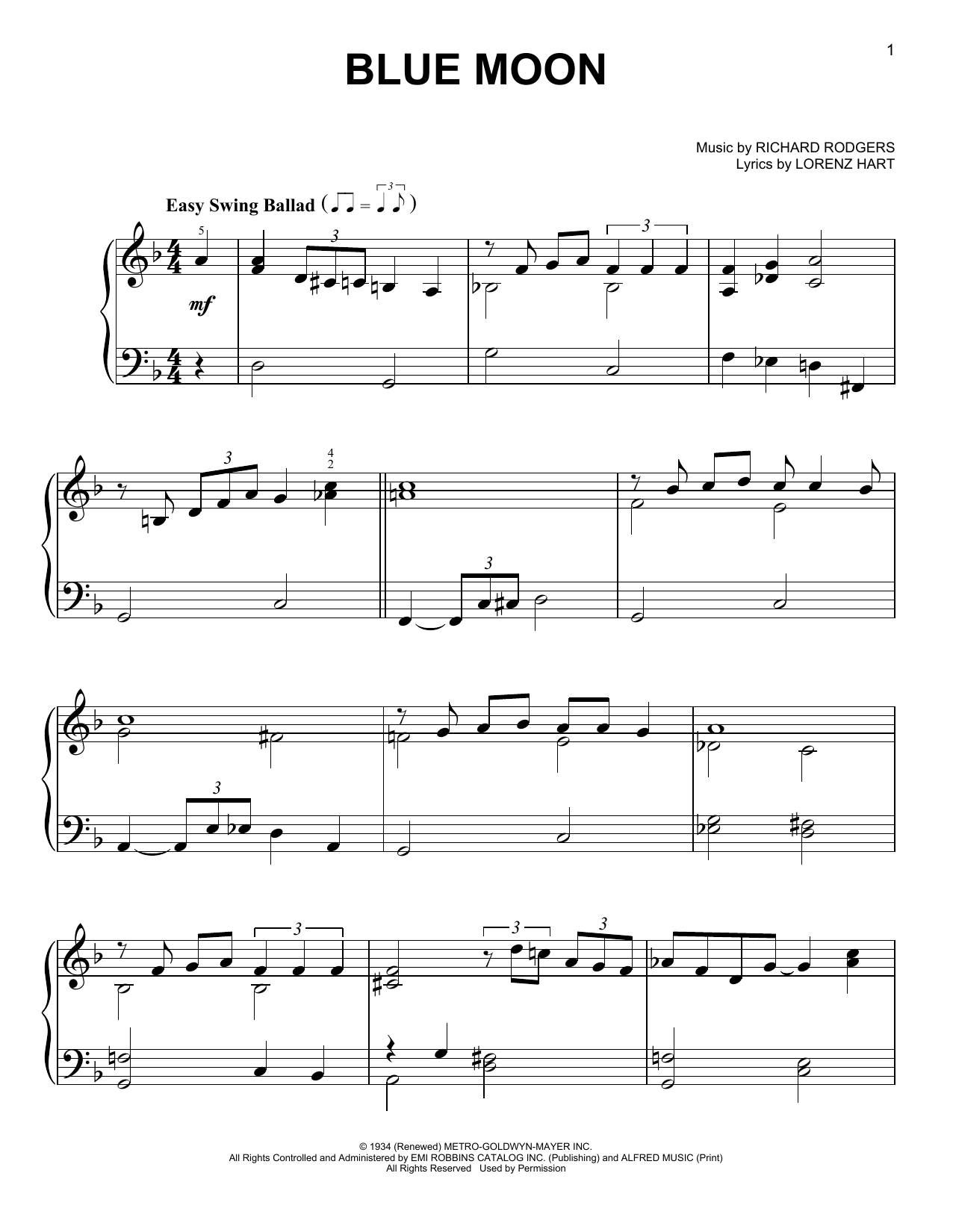 Produktgalerie: Seite 1 von 1 Blue Moon, Rodgers & Hart, Klavier