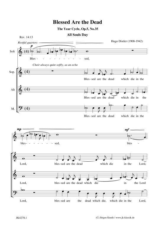 gallery: Blessed Are the Dead (The Year Cycle, Op.5, No.35), , Gemischter Chor