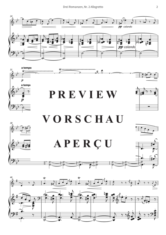 gallery: Drei Romanzen, Nr. 2 Allegretto - op. 22 II, Joseph Joachim freundschaftlichst gewidmet , , (Violine + Klavier)