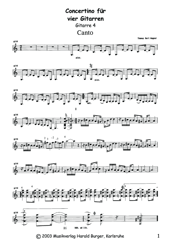 Produktbild zu: Concertino für 4 GitarrenThomas Gert Wagner