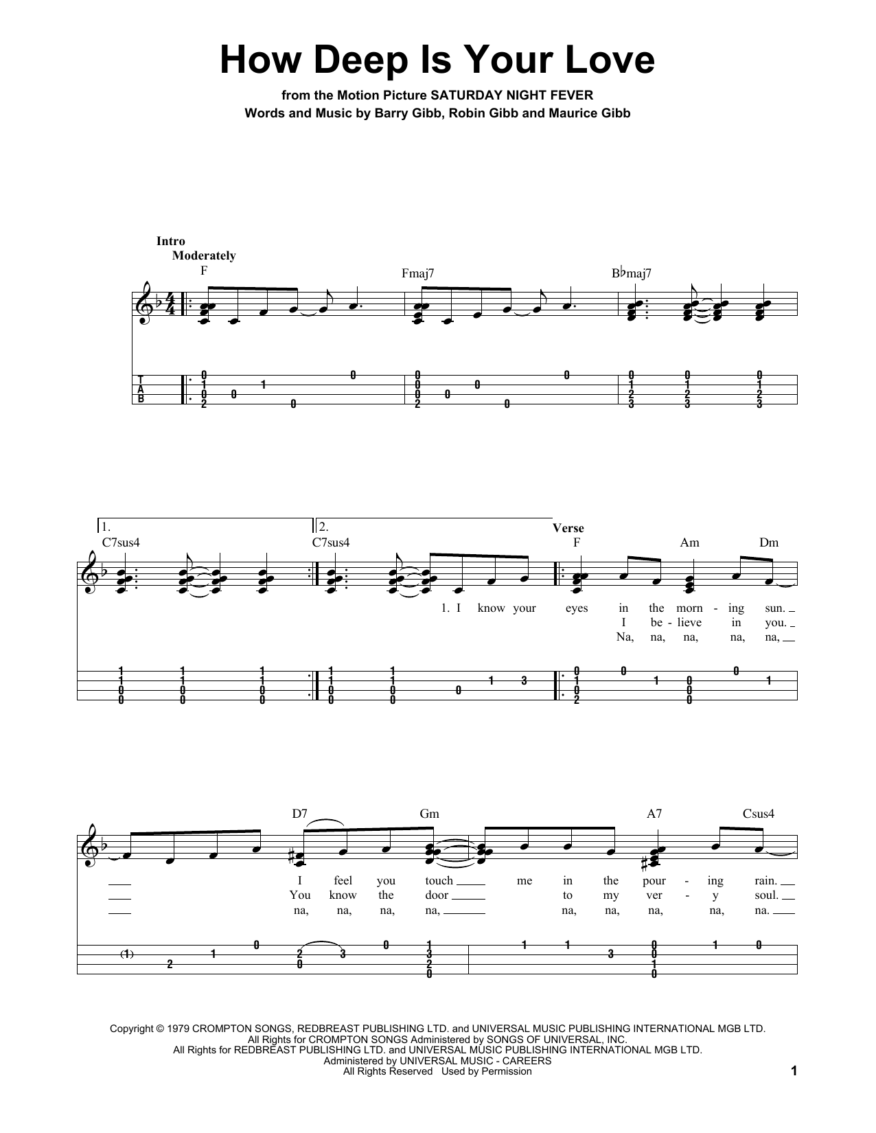 Produktgalerie: Seite 1 von 1 How Deep Is Your Love, The Bee Gees, Ukulele