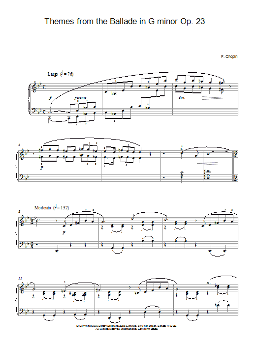 Product gallery: Page 1 of 1 Themes From The Ballade In G Minor, Op. 23, Frederic Chopin