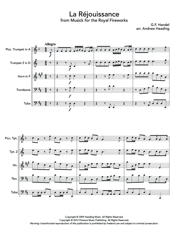 Produktgalerie: Seite 1 von 11 La Rejouissance, , (Blechbläser Quintett)