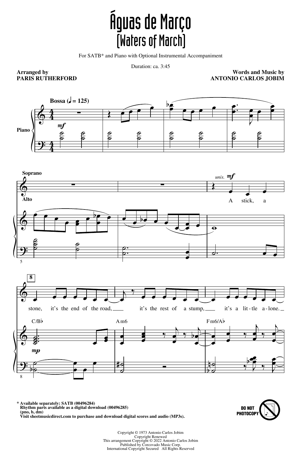 Product picture to: Águas De Março (Waters Of March) (arr. Paris Rutherford)