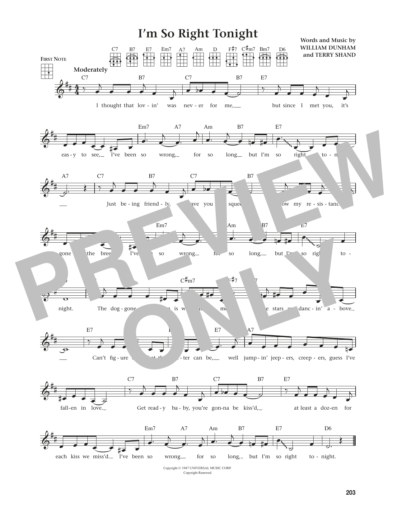 Produktgalerie: Seite 1 von 1 I'm So Right Tonight (from The Daily Ukulele) (arr. Jim Beloff), William Dunham, Ukulele