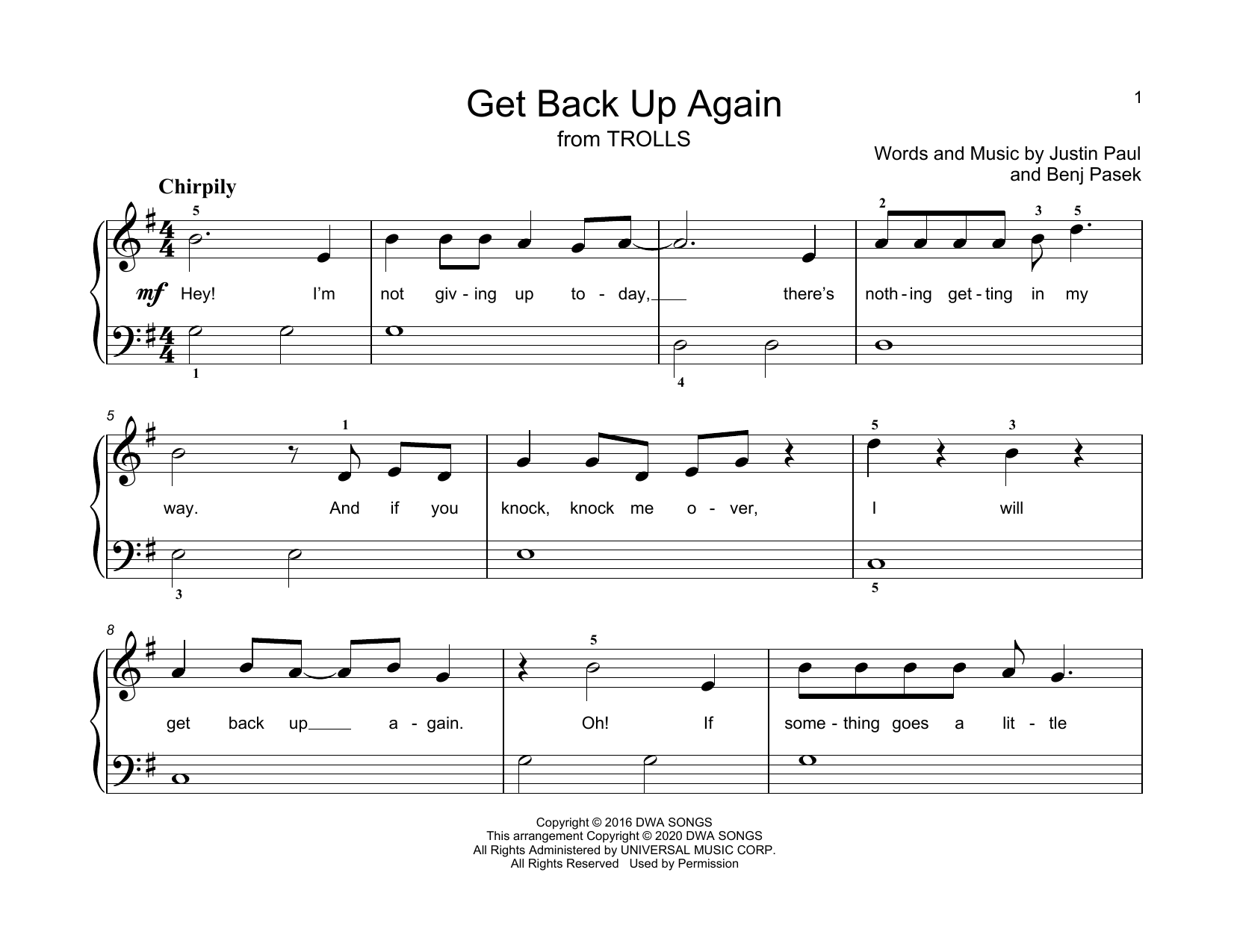 Product picture to: Get Back Up Again (from Trolls)