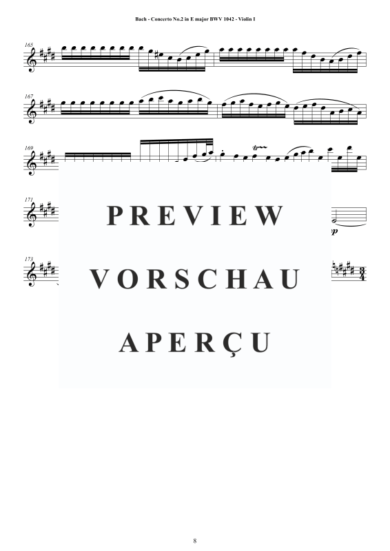 Product gallery: Page 9 of 11 Concerto No.2 in E-Dur BWV 1042, , String Quartet - Individual Parts