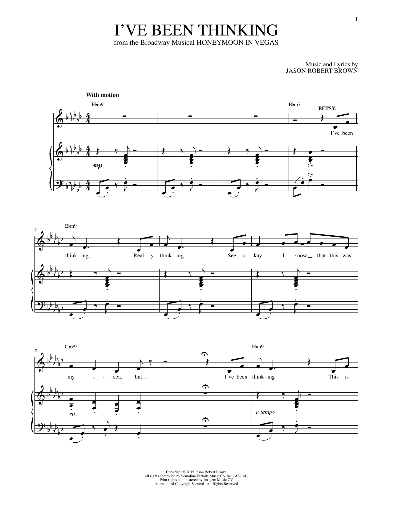 Produktbild zu: I've Been Thinking (from Honeymoon in Vegas)