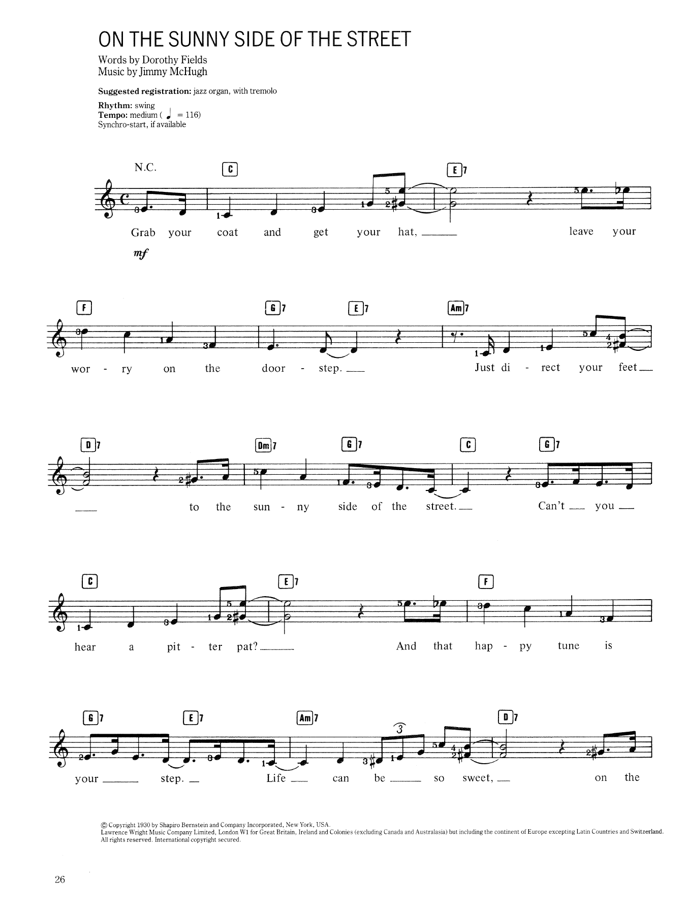 Produktgalerie: Seite 1 von 1 On The Sunny Side Of The Street, Jimmy McHugh and Dorothy Fields, Melodieinstrument